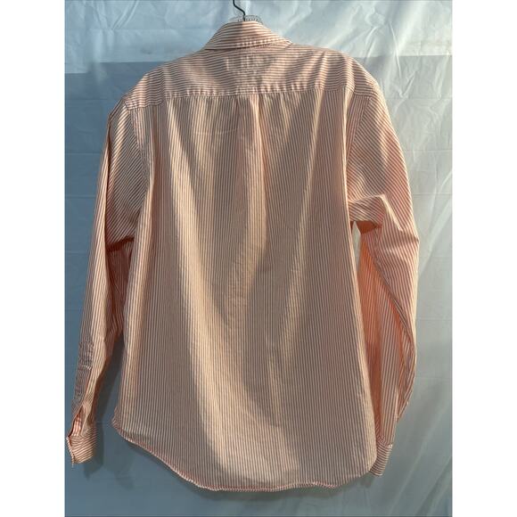 Ralph Lauren Shirt Orange White Striped Buttons Custom Fit Long Sleeve Men’s L - Picture 4 of 16